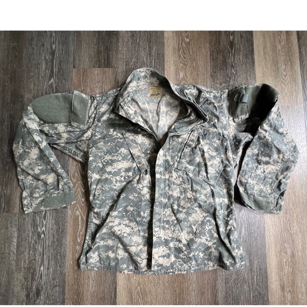 US Military ACU Field Jacket Mens Medium Regular Gray Digital Camo Combat Coat